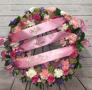 WRTH-3 Pink Fresh floral wreath