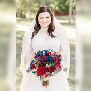 Burgundy and Navy Blue Wedding Bouquet